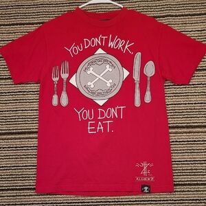 ZRO x Algierz  You Don’t Work You Don’t Eat Sz M Red Short Sleeve Shirt Rap RARE